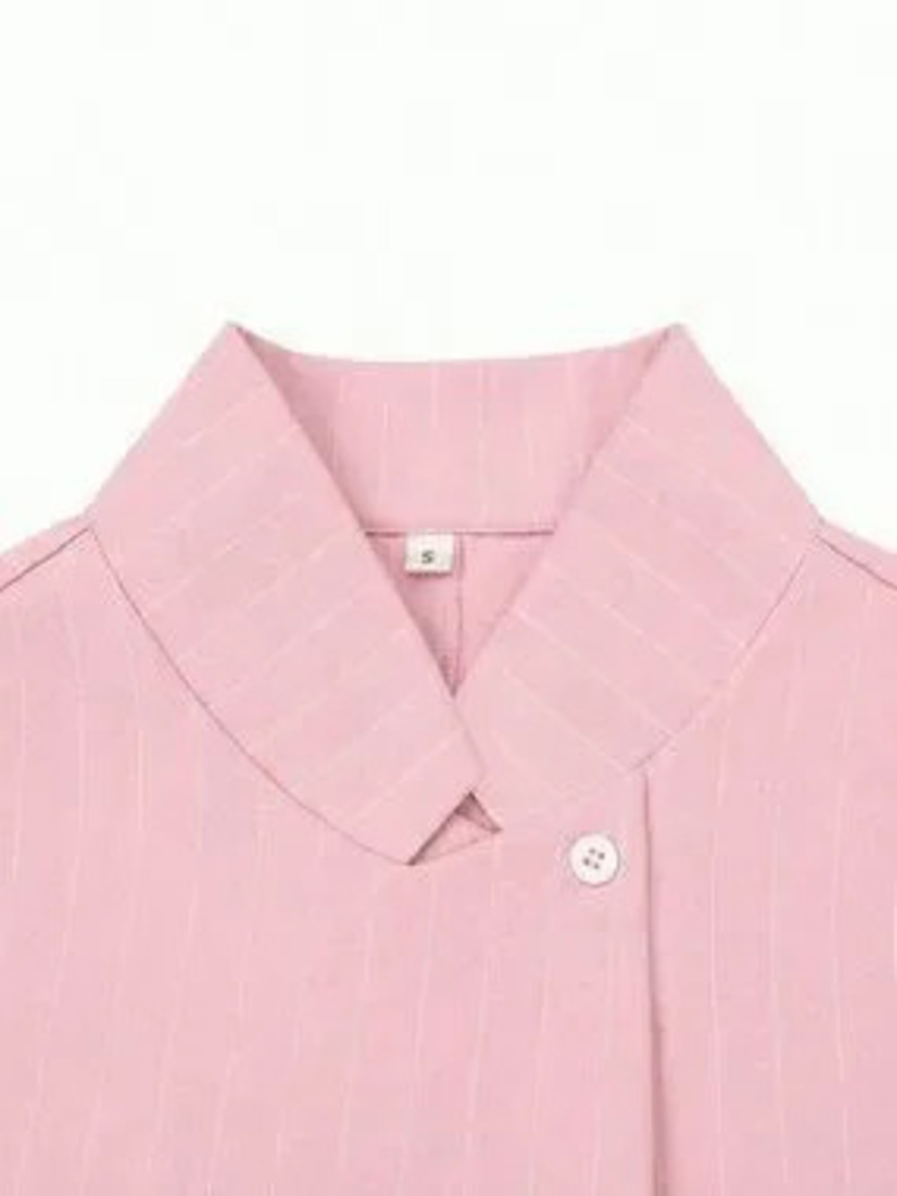 Pink Elegant French Women's Stand Collar Asymmetric Button Striped Blazer
